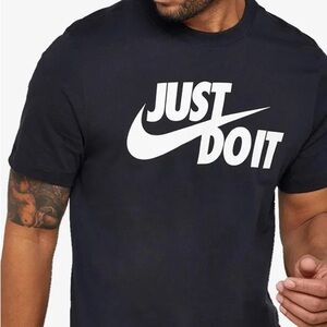 The Nike Tee Just Do It Swoosh black tee, size large in mens